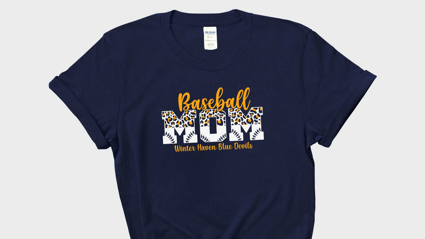 Baseball Mom Leopard Navy