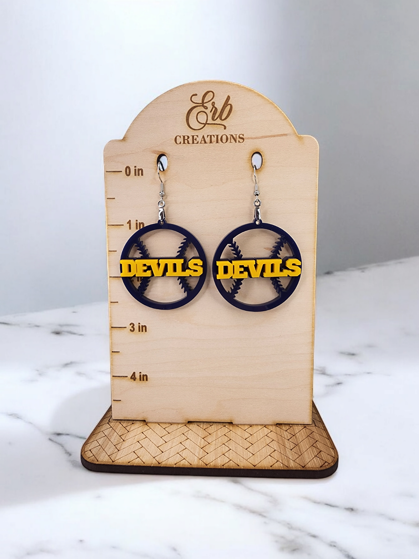 Devils Baseball Earrings