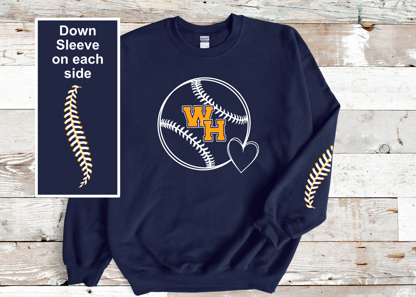 Baseball Heart with Stitches on Sleeves