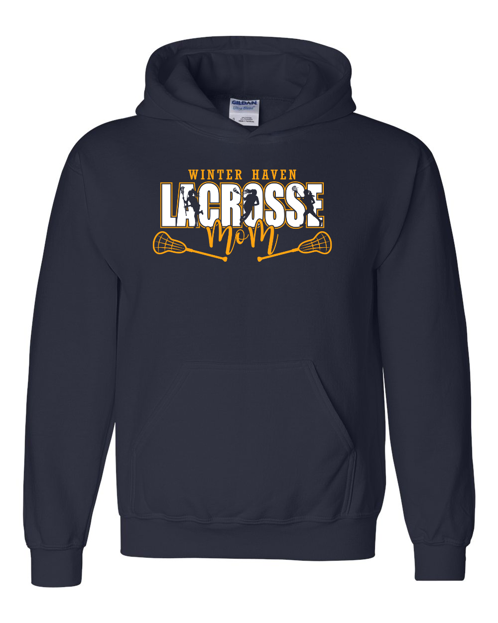 Girls Lacrosse with Family Title Script Navy 04