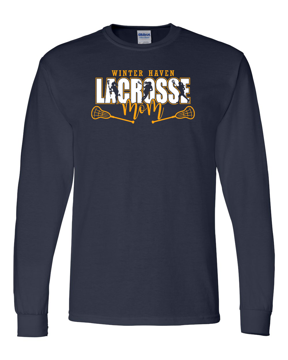 Girls Lacrosse with Family Title Script Navy 04
