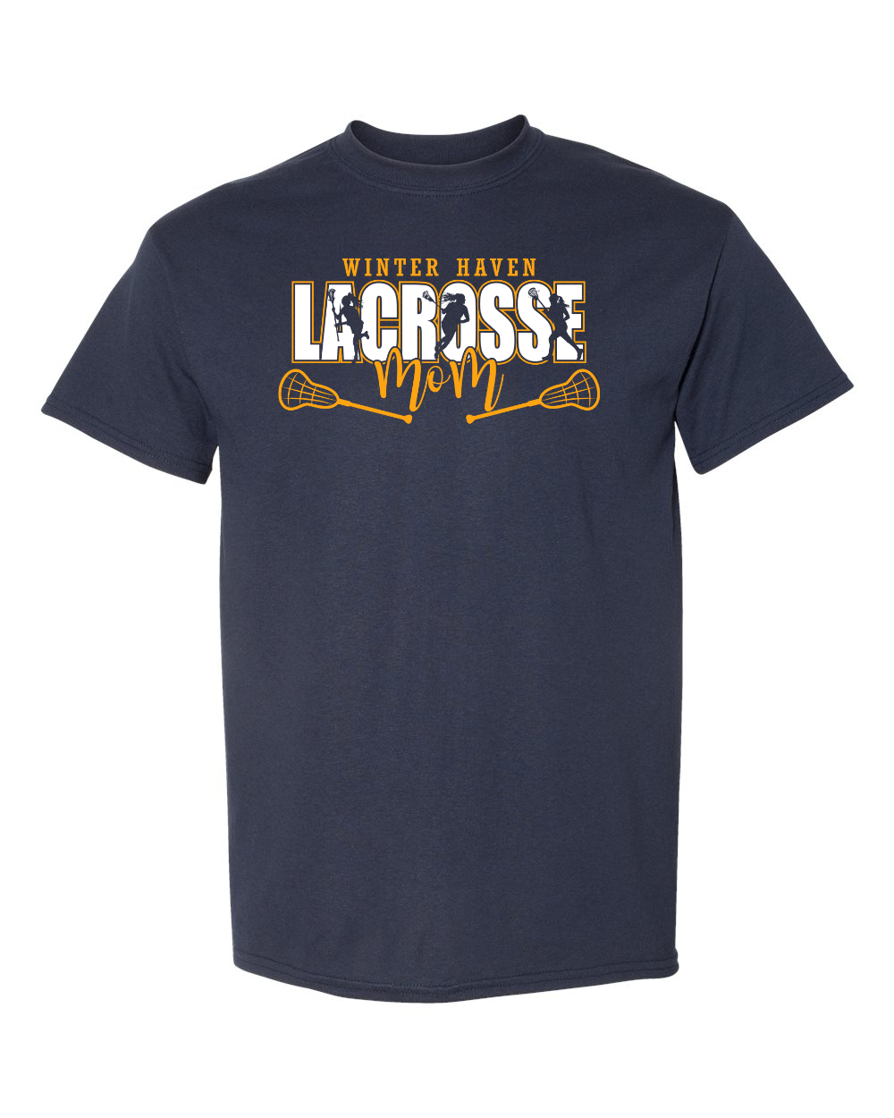 Girls Lacrosse with Family Title Script Navy 04