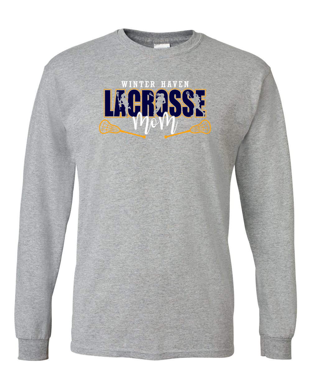 Girls Lacrosse with Family Title Script Grey 07