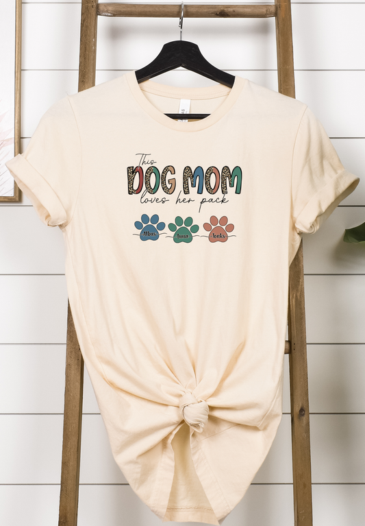 Dog Mom T-shirt with Custom Names