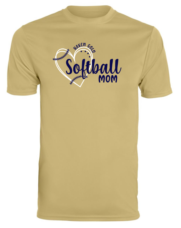 Heart Softball Custom Name Gold (Dri-Fit Only)