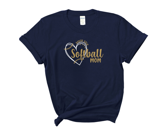 Heart Softball Custom Name Navy