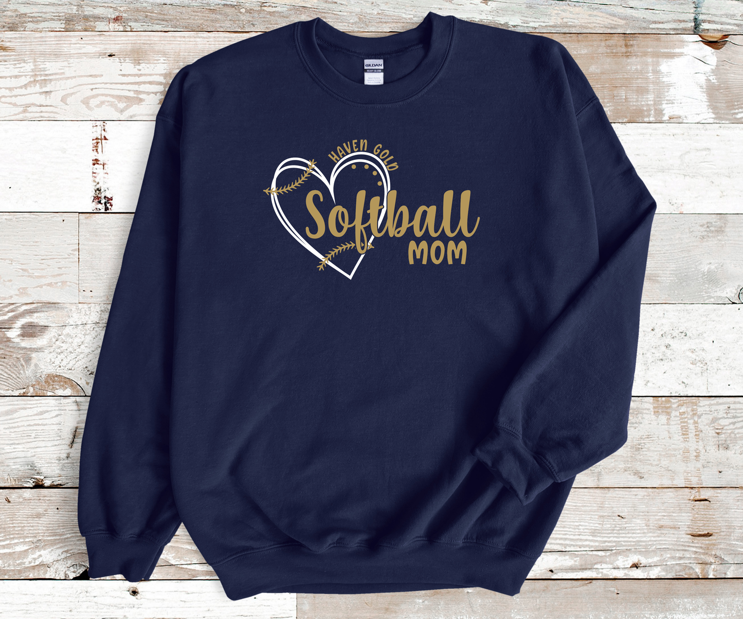 Heart Softball Custom Name Navy