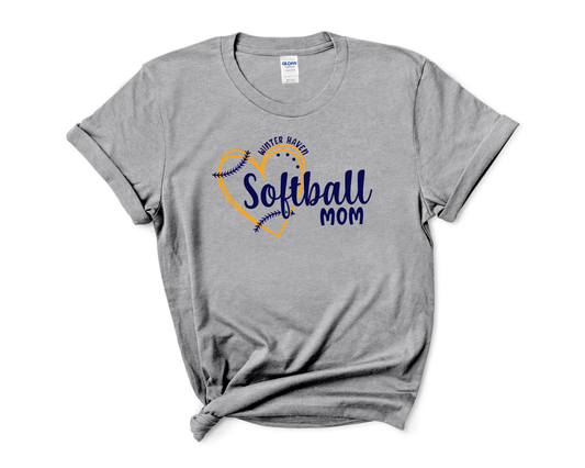 Heart Softball Grey (Mom, Grandma, etc.)