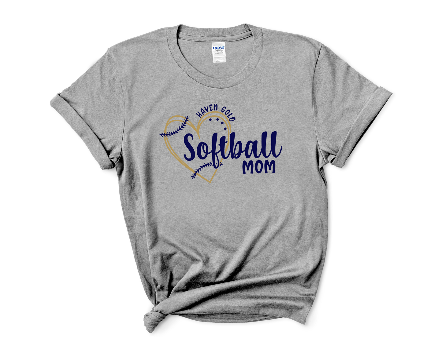 Heart Softball Custom Name Grey