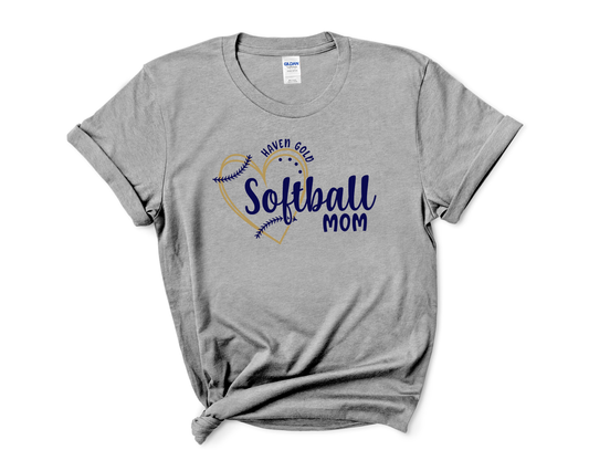 Heart Softball Custom Name Grey