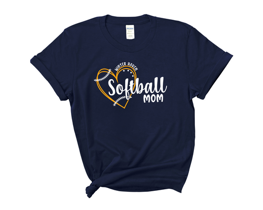 Heart Softball Navy (Mom, Grandma, etc.)