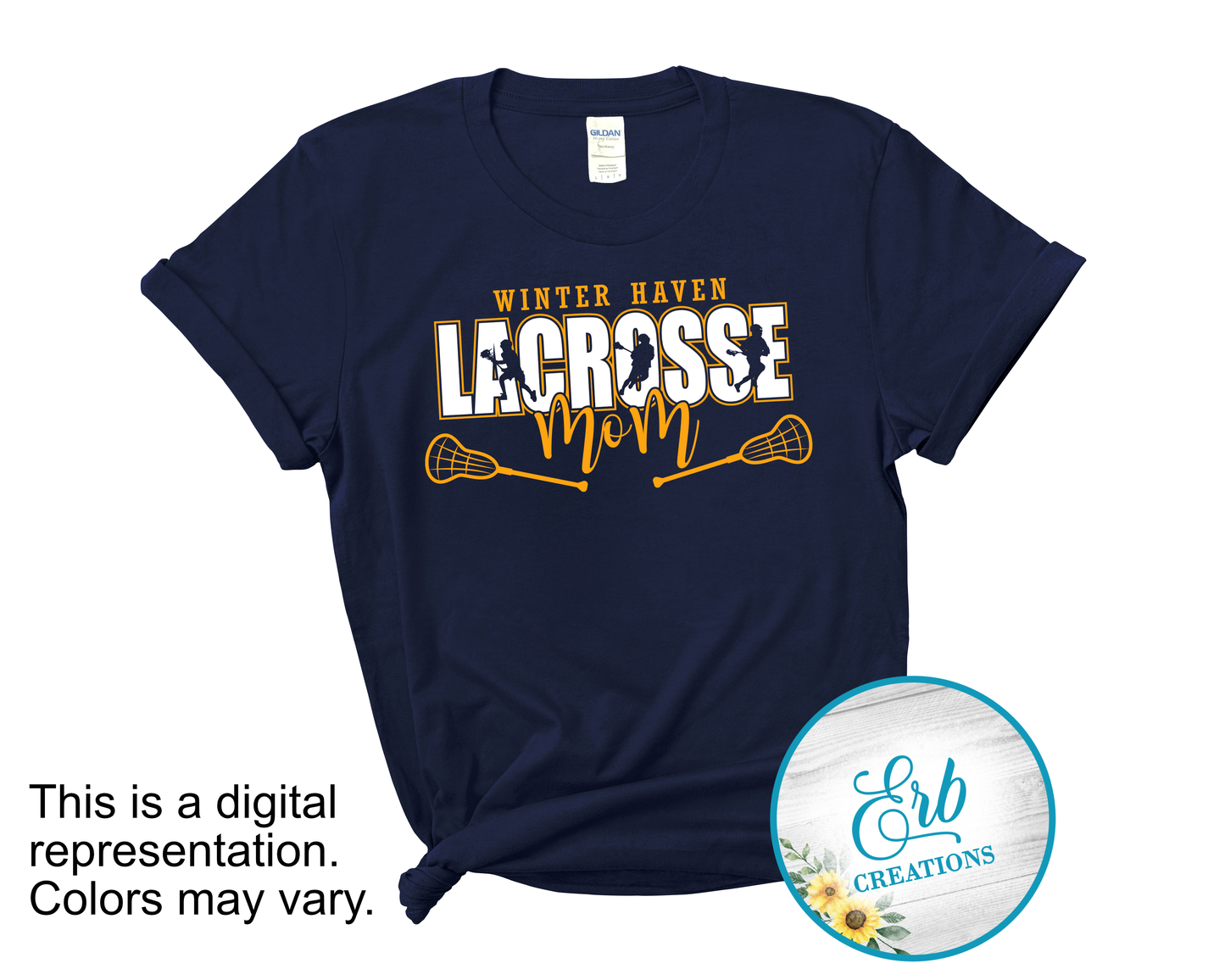 Lacrosse Player Cutout Navy (Mom, Grandma, etc)