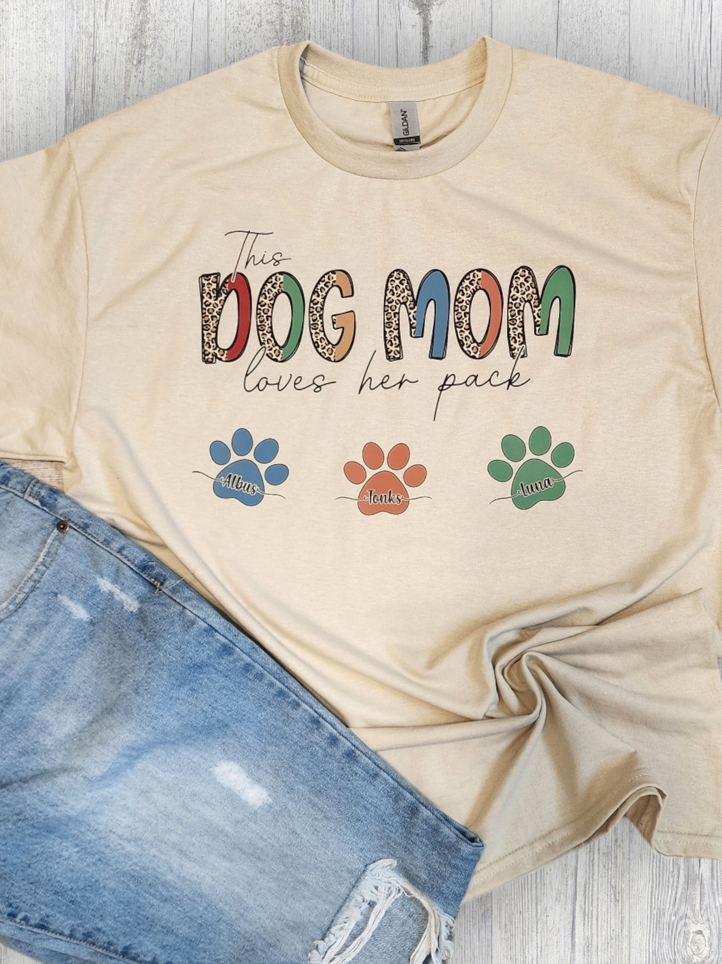 Dog Mom T-shirt with Custom Names