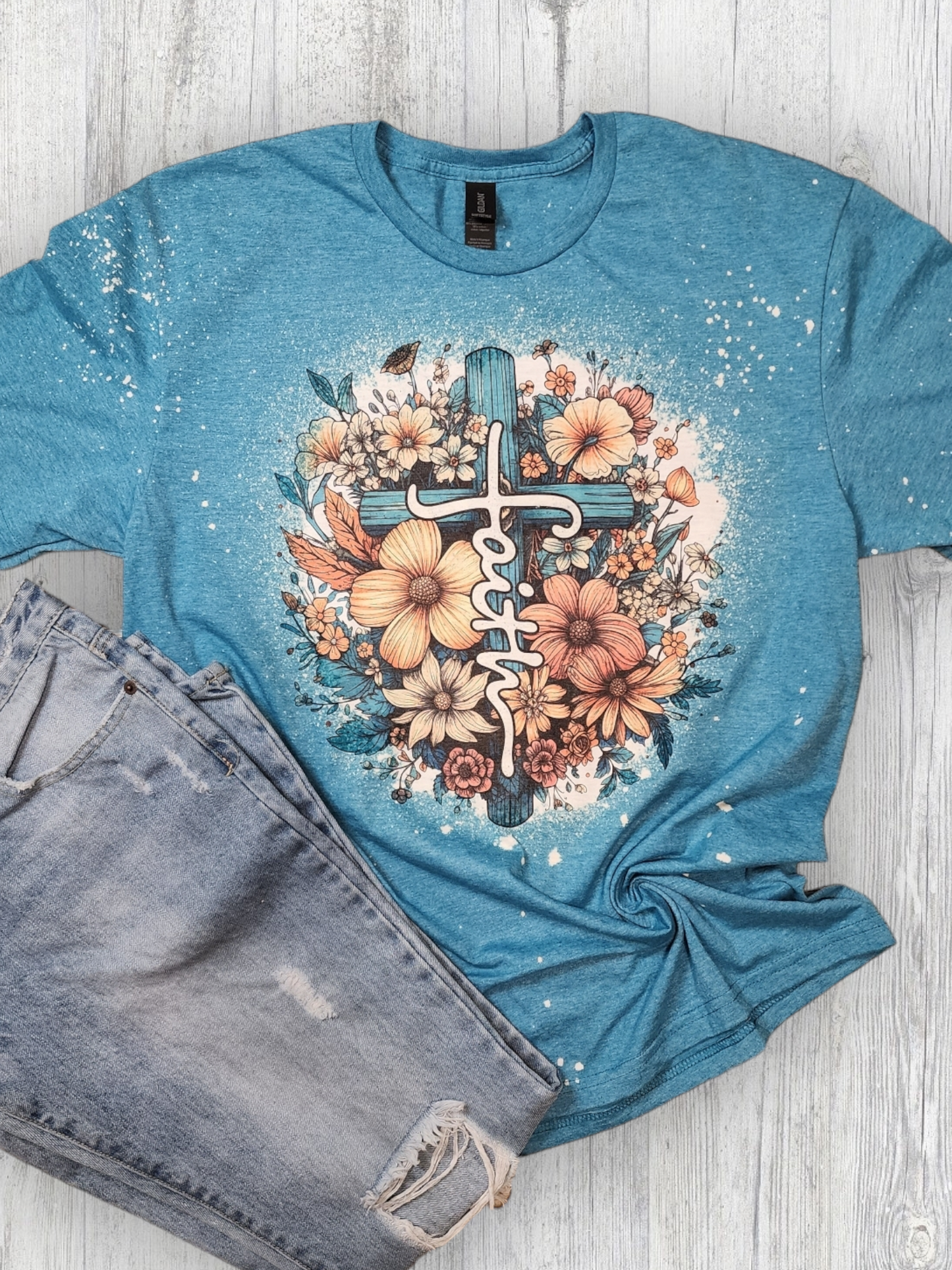 Faith on Cross Bleached Tee