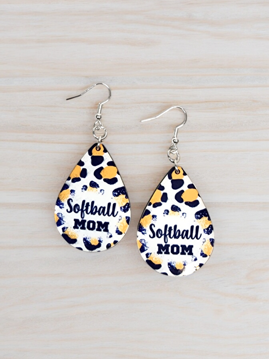 Softball Mom Leopard Earrings