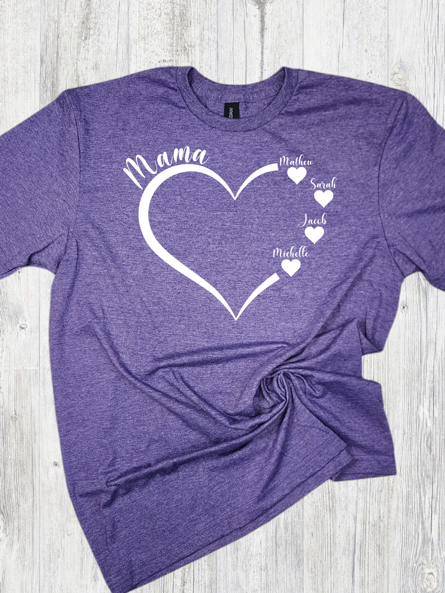 Custom Mama Heart with Names (Purple)