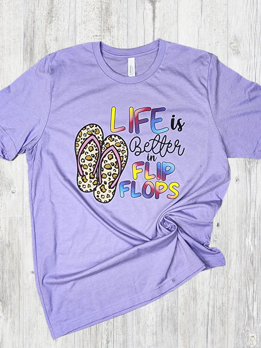 Life Is Better In Flip Flops Purple T-shirt