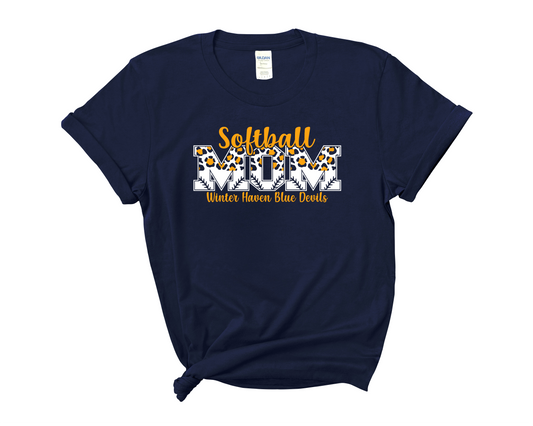 Softball Mom Leopard Navy