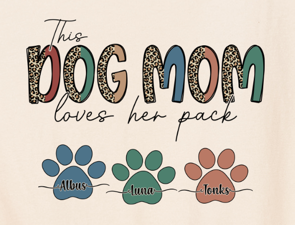 Dog Mom T-shirt with Custom Names